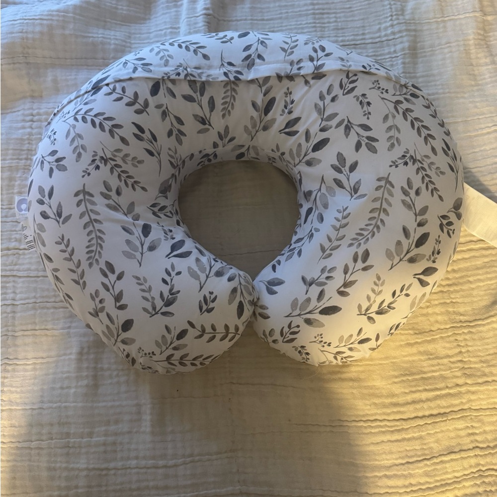 Boppy White and Gray Accent Nursing Pillow Elegant Design